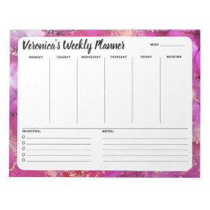 Bloco de Notas de Lista de Abstrato de Marble Rosa