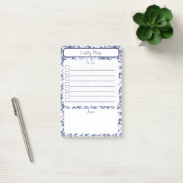 Bloco de Notas de Lista de Tarefas Floral Azul Vin