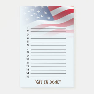 Bloco De Notas De "lista feita Git er" - a bandeira americana