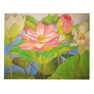 Bloco De Notas De Lotus do rosa pintura da arte da aguarela