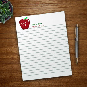 Bloco de notas de maçã brilhante do professor