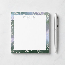 Bloco de notas de mesa floral azul e verde