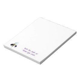 Bloco de notas de mesa Íris roxo e branco