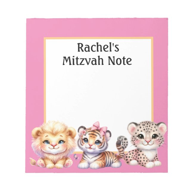 Bloco de Notas de Mitzvah de Animais Personalizado (Frente)