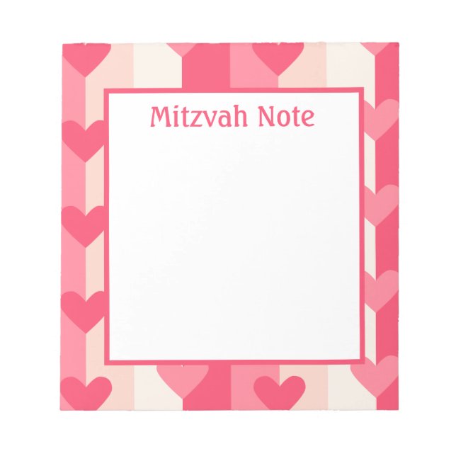 Bloco de Notas de Mitzvah para Meninas com Coraçõe (Frente)