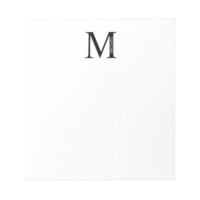 Bloco de Notas de Monograma e Nome Personalizado (Frente)