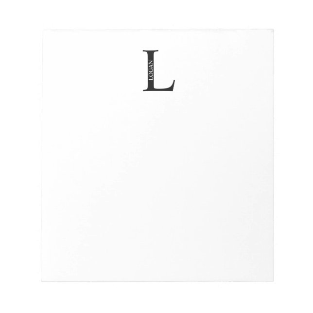 Bloco de Notas de Monograma e Nome Personalizado (Frente)