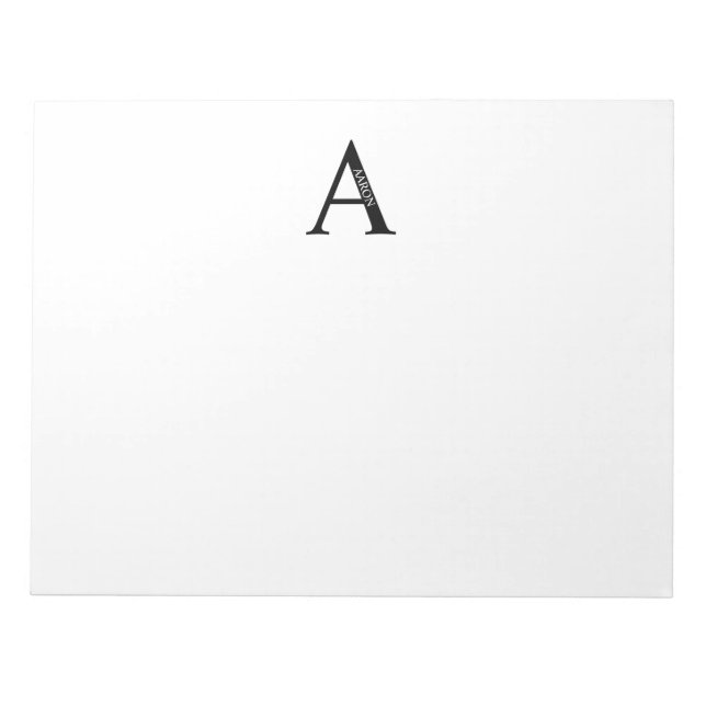 Bloco de Notas de Monograma e Nome Personalizado (Frente)