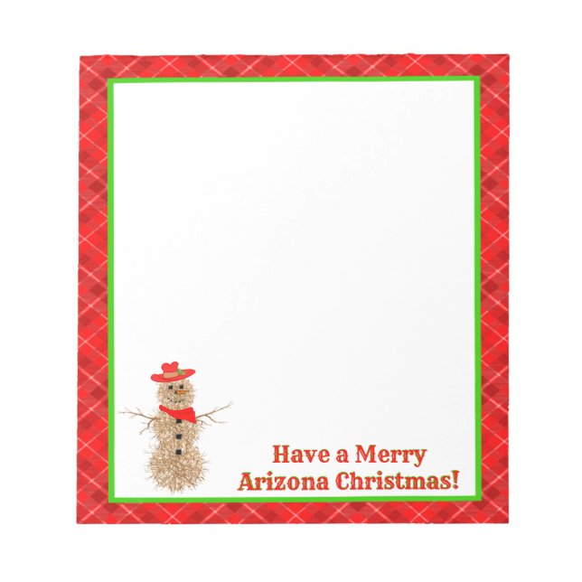 Bloco de Notas de Natal de Snowman arizona Tumblew (Frente)