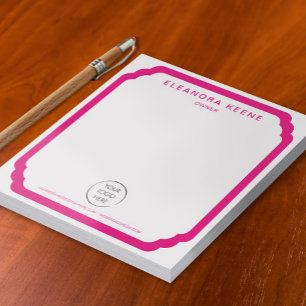 Bloco de Notas de Negócios Rosa Ousado com Logotip