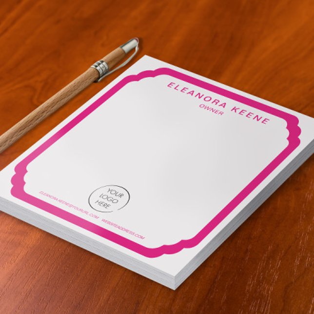 Bloco de Notas de Negócios Rosa Ousado com Logotip (Criador carregado)