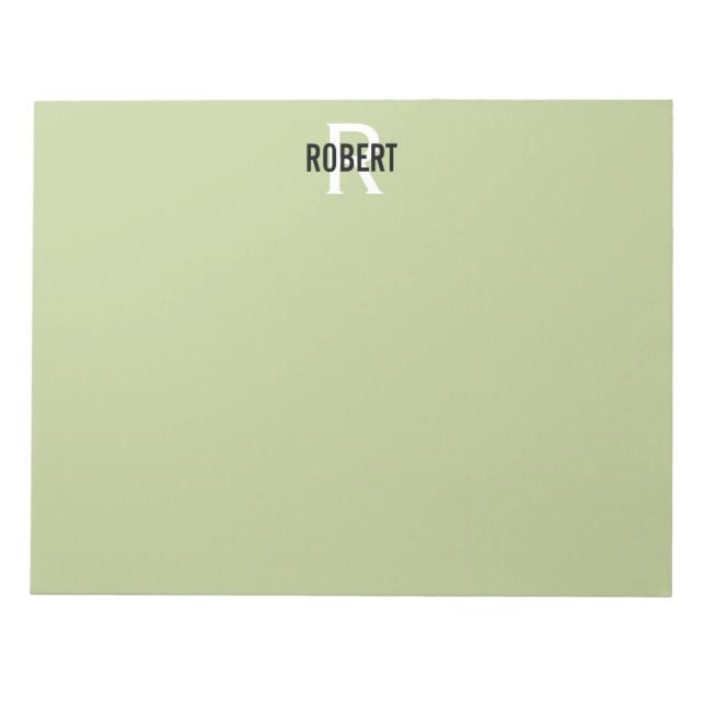 Bloco de notas de nome do monograma verde moderno (Frente)