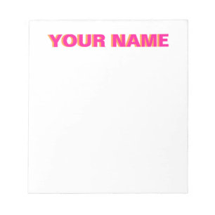 Bloco de Notas de Nome Personalizado Cor-de-Rosa e