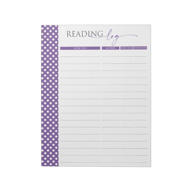 Bloco de notas de páginas de registro de leitura d (Invertido)