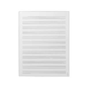 Bloco de notas de papel de música branco com 12 pa