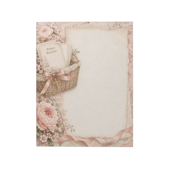 Bloco de Notas de Pedido de Oração Cristão Floral (Invertido)