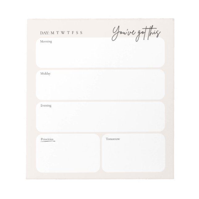 Bloco de Notas de Planeador Diário Mínimo (Frente)