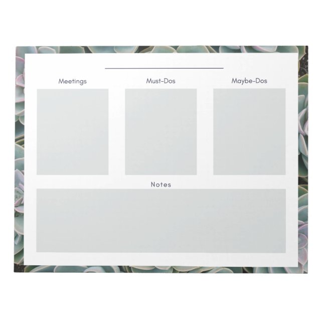 Bloco de Notas de Planeamento Diário Suculto (Frente)