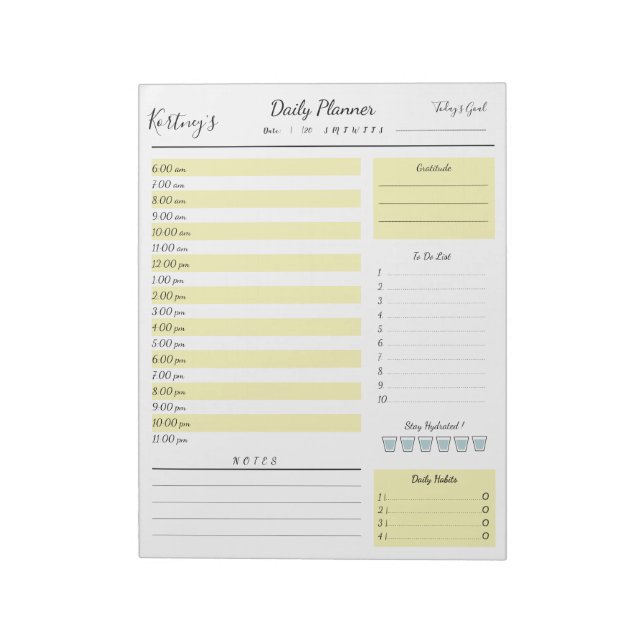 Bloco de Notas de Planejador de Nome Personalizado (Invertido)