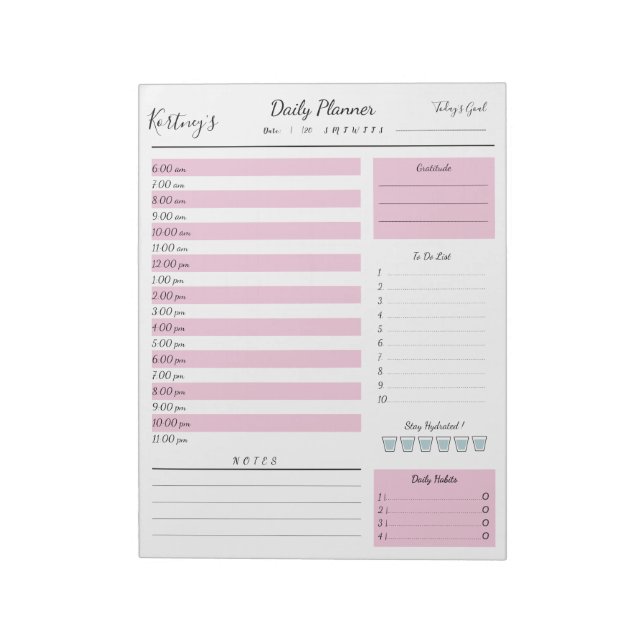 Bloco de Notas de Planejador de Nome Personalizado (Invertido)