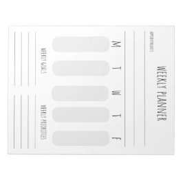 bloco de notas de planejamento semanal