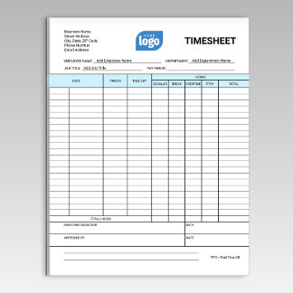 Bloco De Notas De Planilha De Tempo De Negócios De