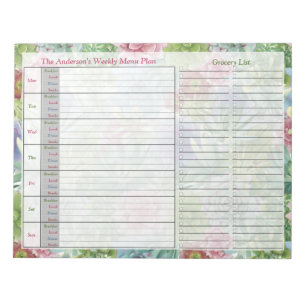 Bloco de Notas de Plano de Menu Personalizado Sema