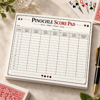Bloco de Notas de Pontuação de Pinochle