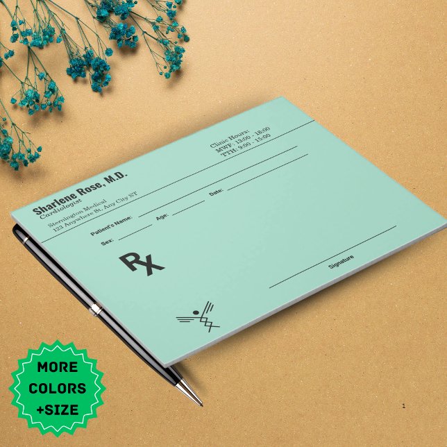Bloco de notas de prescrição personalizado minimal (Minimalist Custom Prescription Notepad – Editable RX Pad)