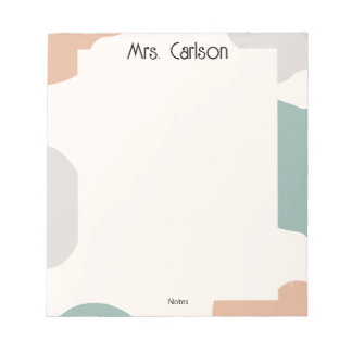 Bloco de Notas de Professor Cores Pastel Boho Simp
