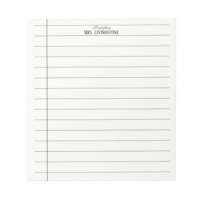 Bloco de Notas de Professor Linhas Simples (Frente)