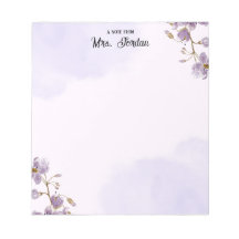 Bloco de Notas de Professora Floral Roxo