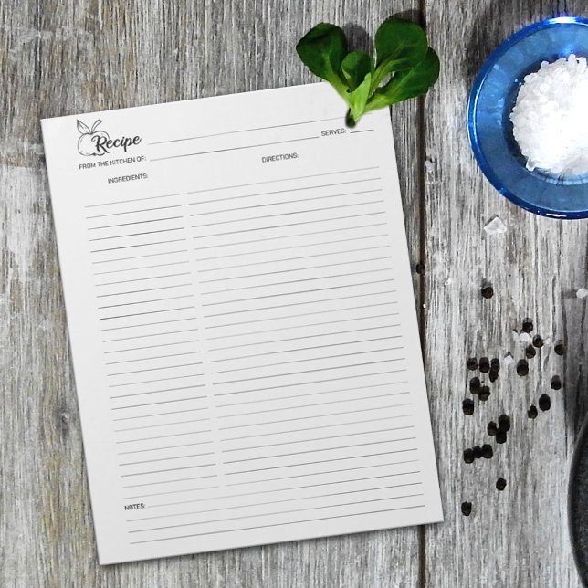 Bloco de Notas de Receita Culinária Minimalista Si (Criador carregado)