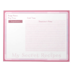 Bloco de notas de receita no padrão rosa-bebê