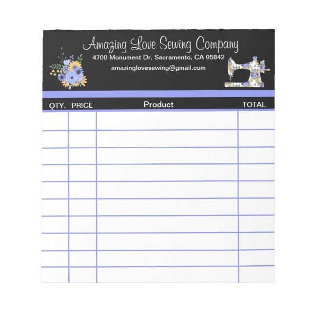 Bloco de notas de recepção para venda da máquina d (Frente)