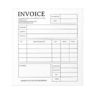 Bloco de Notas de Recibo de Fatura Personalizado p