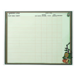 Bloco de Notas de Registros de Plantio de Jardim
