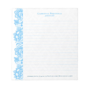 Bloco de notas de rendas florais de vinheta azul-c
