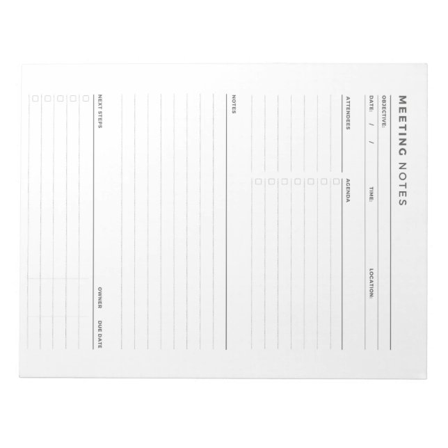 Bloco de Notas de Reunião, Bloco de Notas para Tra (Frente)