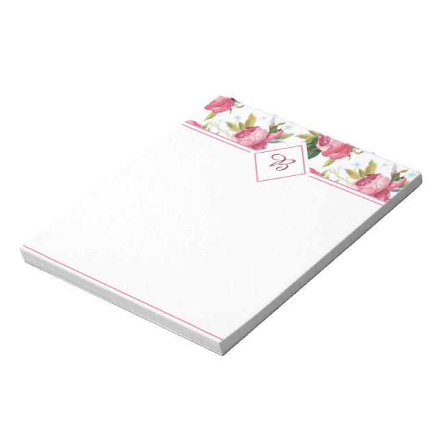 Bloco de notas de rosas cor-de-rosa (Invertido)