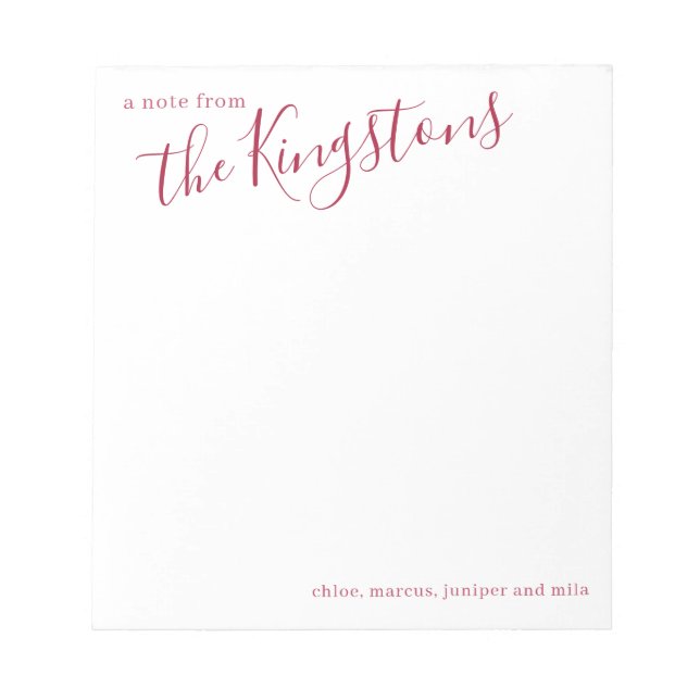 Bloco de Notas de Script do Nome da Família Scarle (Frente)