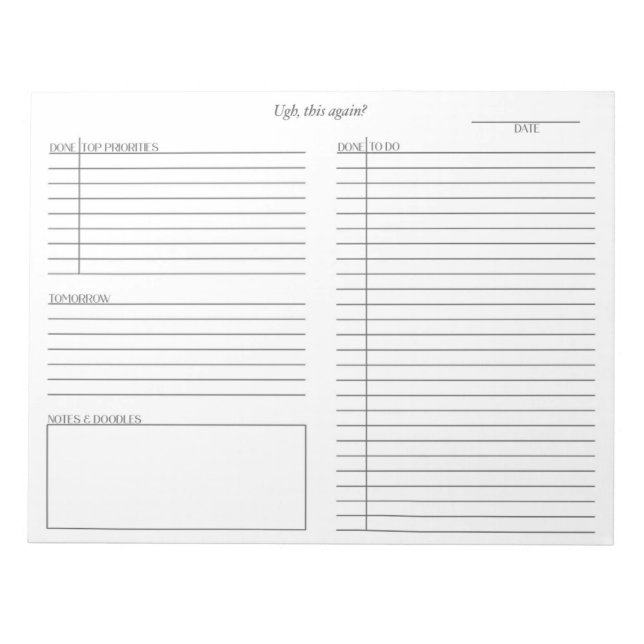 Bloco de notas de tarefa ADHD (Frente)