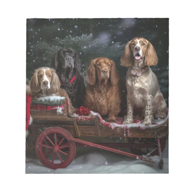 Bloco De Notas Decência de Natal do Cocker Spaniel Snowy Sleigh (Frente)