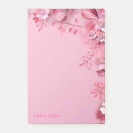 Bloco De Notas Decoração das flores rosa com fundo rosa
