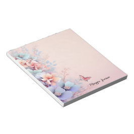 Bloco De Notas Decoração das flores rosa com fundo rosa
