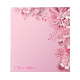 Bloco De Notas Decoração das flores rosa com fundo rosa