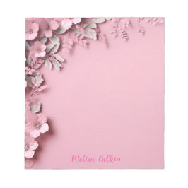 Bloco De Notas Decoração das flores rosa com fundo rosa