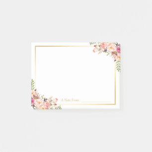 Bloco De Notas Decoração floral cor-de-rosa chique elegante com