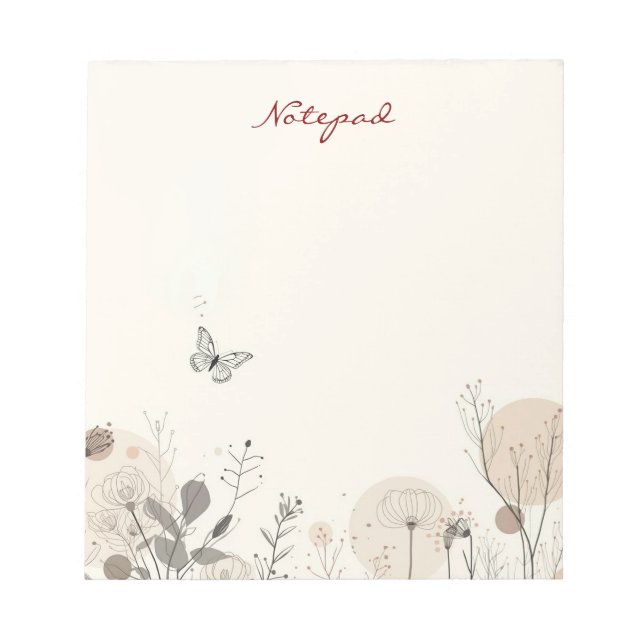 Bloco de notas decorado com ilustrações de plantas (Frente)