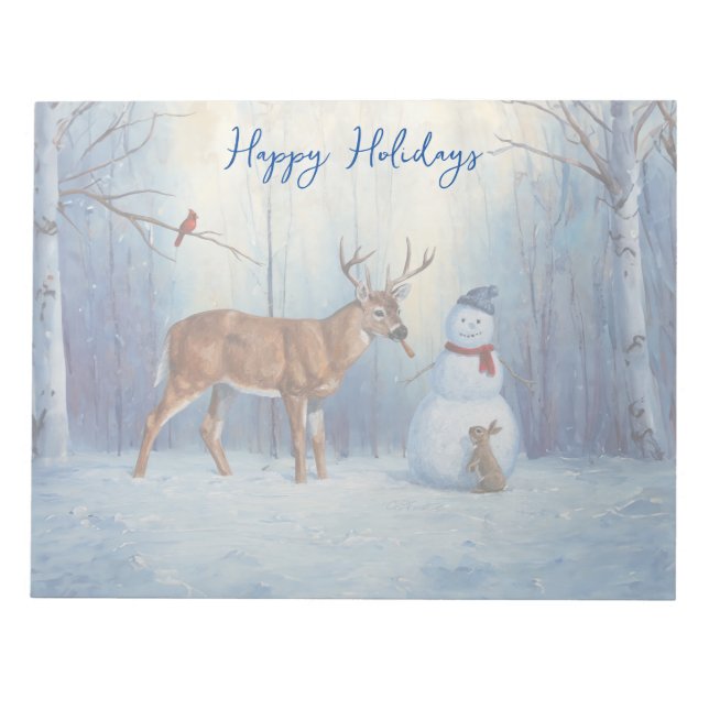 Bloco De Notas Deer & Funny Snowman Christmas (Frente)